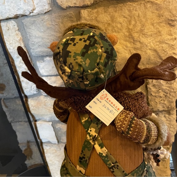 Large Christmas Holiday Plush Moose Camo Overalls & Hat Binoculars Stander 22" H - Picture 8 of 12